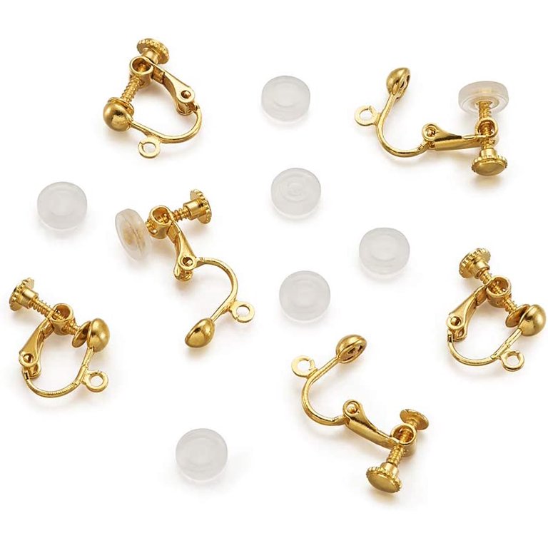 24-Piece Clip-on Earring Converters Kit - Gold Screw Back With Loops & Soft Cushion Pads