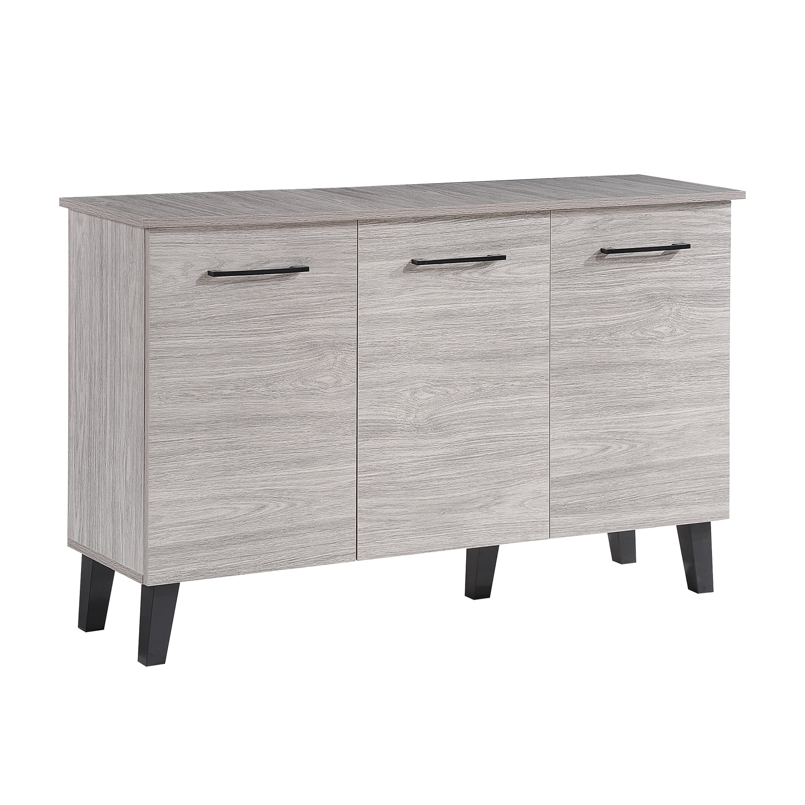 Kadyn Modern Fiberboard Multipurpose Sideboard, Fiberboard Sideboard Buffet Cabinet for Living Room Kitchen, Mid-century Storage Cabinet, Plaid Grey Oak
