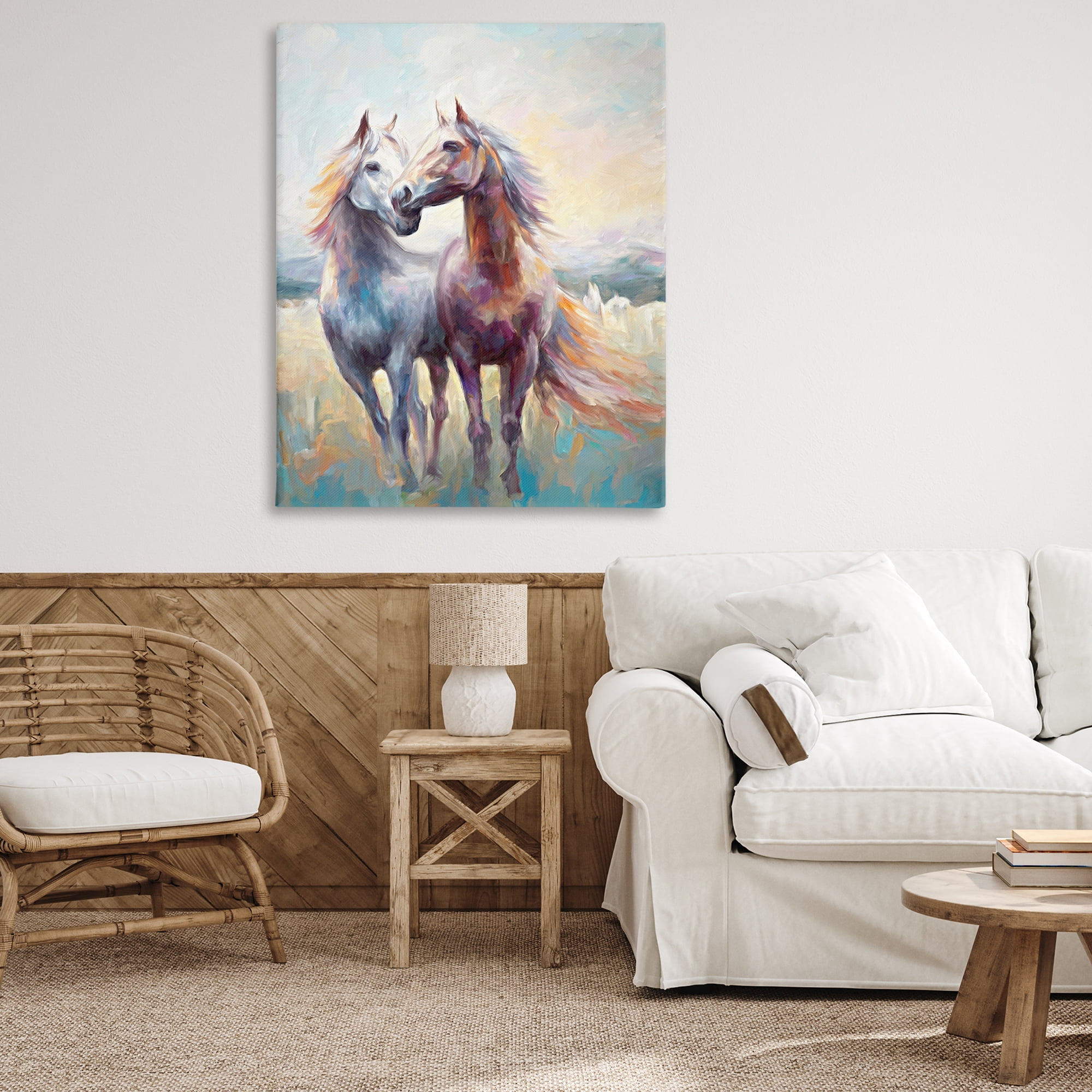 Stupell Industries Galloping Horse Pair Animals & Insects Painting Gallery Wrapped Canvas Art Print Wall Art, 36 x 48