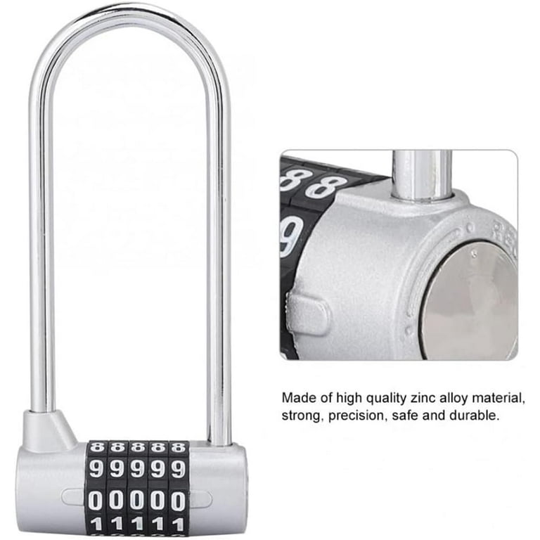 Combination Lock, 5 Digit Combination Padlock, 116mm Long Flexible Cable  Lock, Long Shackle Padlocks, Updated Safety Resettable Lock for Gym Locker,  Closet, Luggage, Cabinet, Outdoor (Silver) 