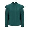 thumbnail image 4 of Tumotour Long Sleeve Shirts for Women Crewneck Loose Ruffle Pullover Blouses Solid Lightweight Casual T-Shirts Spring Basic tops Clothes Comfy Fall Fashion Trendy Outfits 2025, 4 of 7