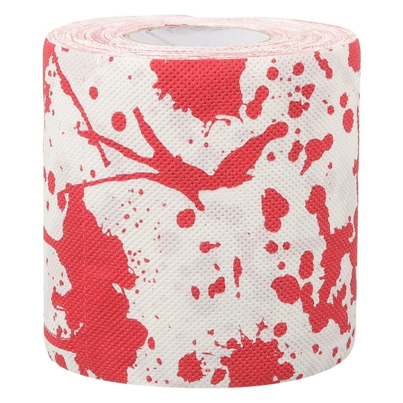 1 rollo de papel higiénico con manchas de sangre, rollo de papel impreso con sangre aterradora, rollo de papel higiénico para baño