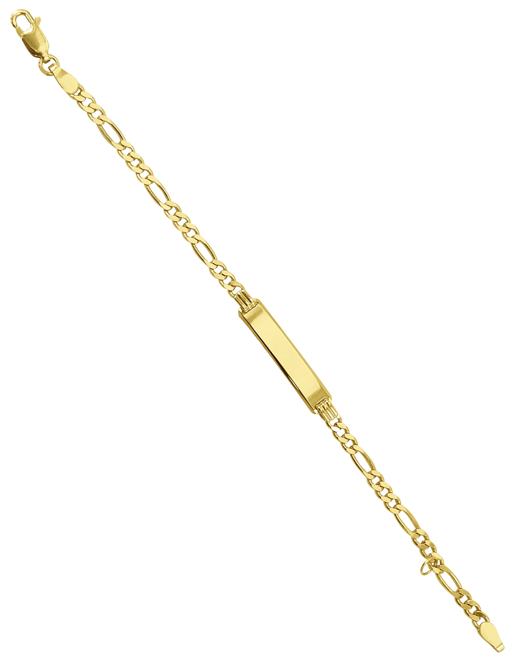 Brilliance Fine Jewelry 14K Gold Plated Sterling Silver Children's Figaro ID Bracelet, 5” +0.5”