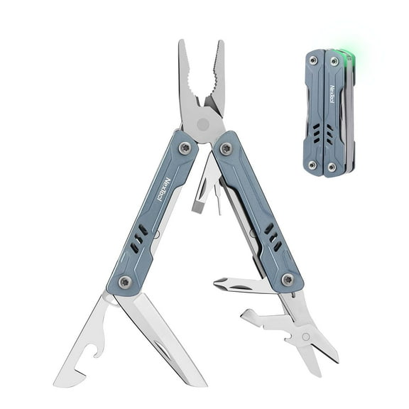 NexTool 12 in 1 Multitool, Mini Multi Pliers with Pocket Knife, Key Ring, EDC Tool, Mini Sailor, Blue