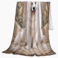 thumbnail image 2 of Happy Samoyed In Rustic Wreath With Fall Pumpkins Cozy Whimsical Art For Dog Lovers Thanksgiving Gift Soft Flannel Blanket Home Decor For Living Room And Bedroom, 2 of 9