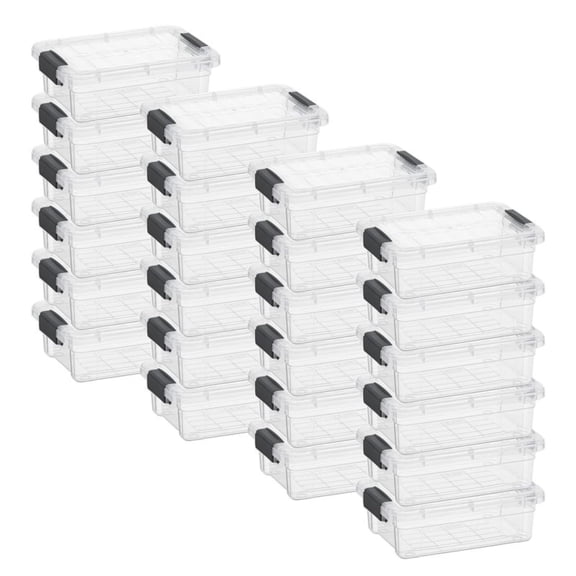 Superio Clear Storage Boxes with Lids, 1.27 Quart Plastic Container Bins for Organizing, Stackable Crates, BPA Free, Non Toxic, Odor Free, Organizers for Home, Office and Dorm, 24 Pack