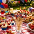 thumbnail image 5 of 100 pcs Star Bamboo Cocktail Picks, 6 Inch Red White Blue Hollow Skewers for Appetizers Fruit Drinks, 4th July Party Supplies, 5 of 5