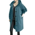 thumbnail image 2 of Dyfzdhu Long Trench Coats for Women Plus Size Hooded Loose Long Sleeve Solid Fall Winter Jacket With Pocket Lake Blue, 2 of 6