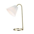 thumbnail image 3 of JONATHAN Y Callie 22" Modern Glam Metal Arc Adjustable Head LED Table Lamp with Pleated Shade, Brass Gold/White, JYL1147A, 3 of 7