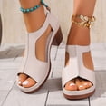 thumbnail image 2 of LOVZFMLL Women's Chunky Block Heel Sandals Fashion Open Toe Ankle Strap Heels for Summer Casual Outdoor Walking Beach Vacation Beige 9, 2 of 8