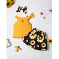 thumbnail image 5 of Girl Clothes Summer Silk Scarf Sets Sleeveless T-shirt Top+Stripe Shorts+Headband 3Pcs Set 18-24 Months, 5 of 6
