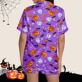 thumbnail image 6 of MVRLSH Womens Pajama Sets for Women 2 Piece Halloween Pumpkin Print Button Short Sleeve Shirt And Short Plus Size Cute wear Soft Sleepwear Lounge Set Purple - L, 6 of 7
