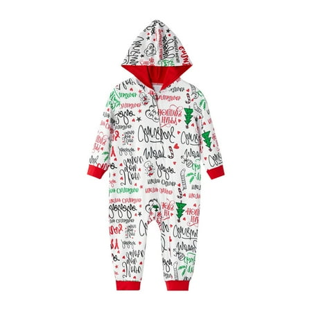 

Parent-child Warm Christmas Set Printed Home Wear Pajamas One-piece Baby Set