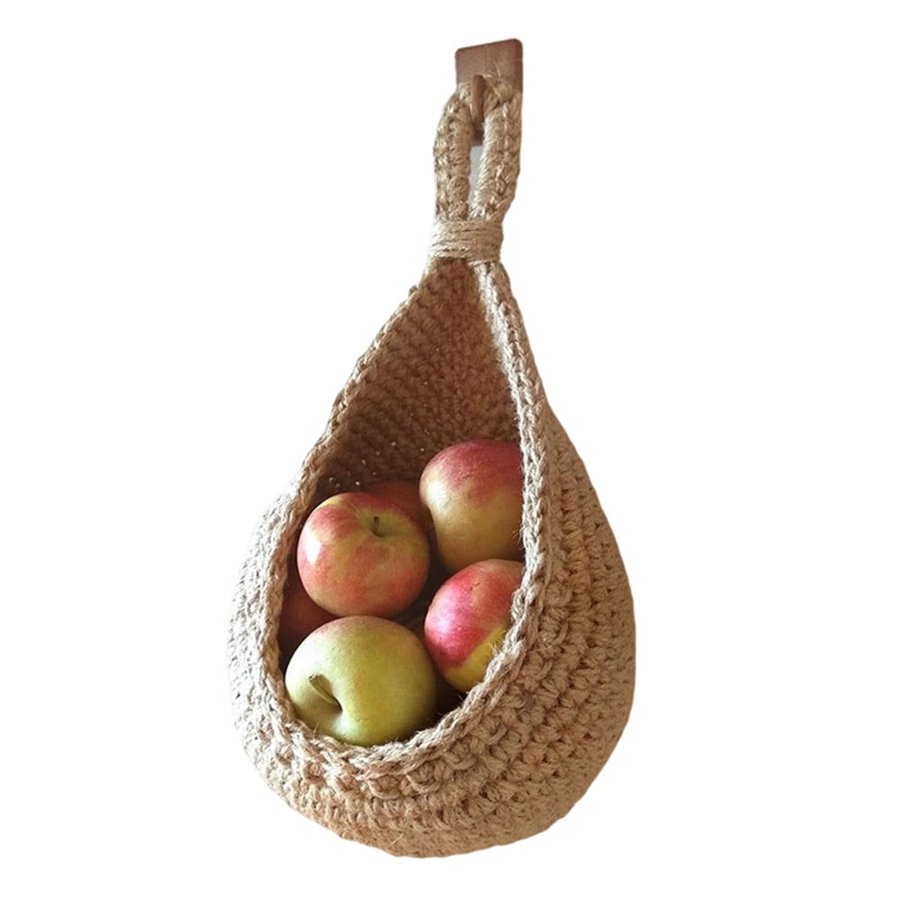 SDOTXA Hanging Wall Vegetable Fruit Baskets Jute Hanging Basket Wall planters Teardrop Hanging Basket Kitchen Hanging Storage Farm House Basket By