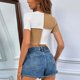 thumbnail image 3 of Camiseta sin mangas de verano para mujer, manga corta, cuello redondo, punto acanalado, bloque de color, camiseta sin mangas para mujer, 3 of 7