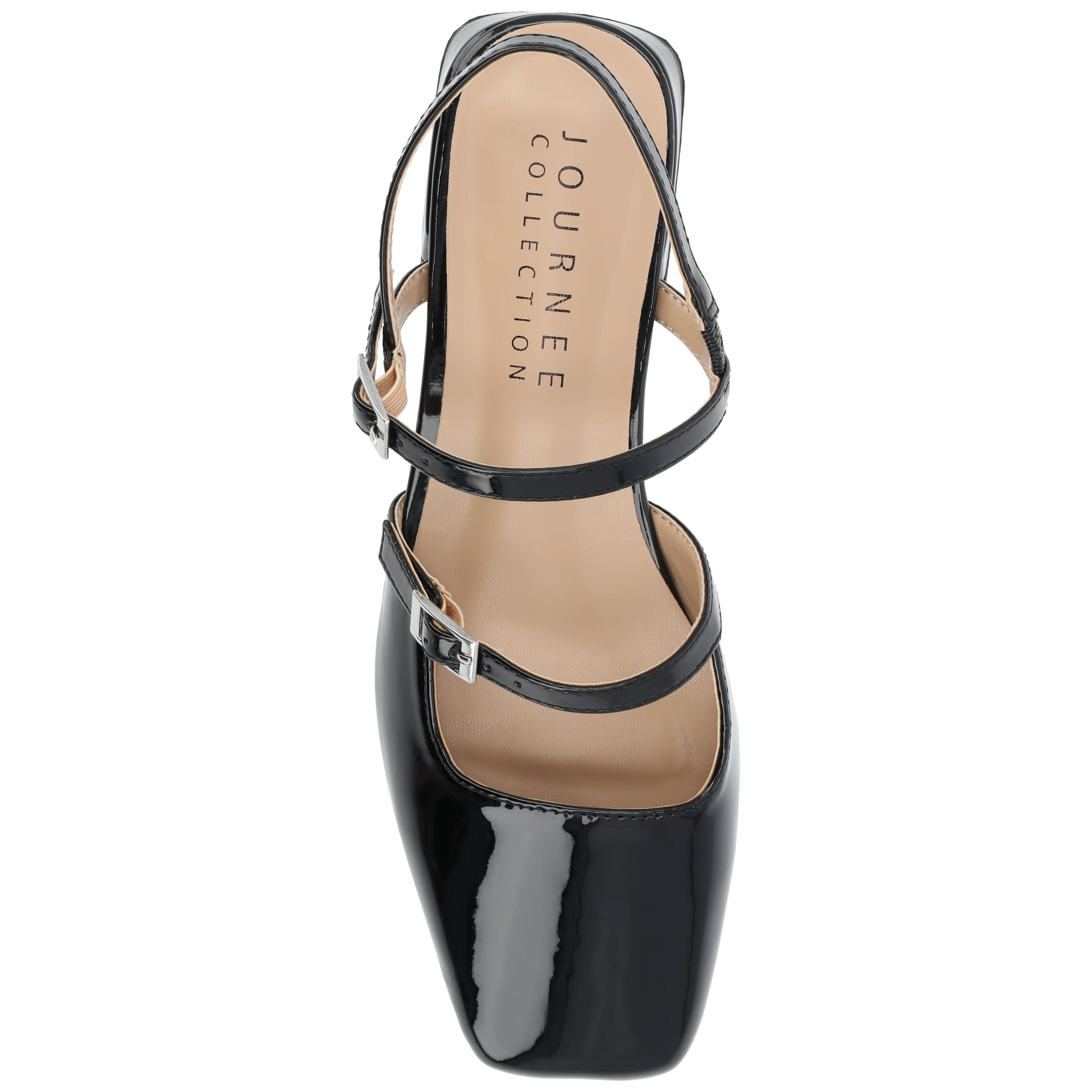 Journee Womens Gretchenn Multi Strap Square Toe Mary Jane Flats