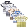 thumbnail image 2 of YTDSCS T-Shirt d'Été pour Garçons, Manches Courtes, Rayé, Col à Revers, Doux, pour 2-12 Ans, 2 of 9
