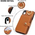 thumbnail image 3 of Allytechgroup iPhone XR Wallet Case, Ring Holder Stand Cards Slots Shockproof Retro Flip Back Cover Phone Case for Apple iPhone XR, Brown, 3 of 8
