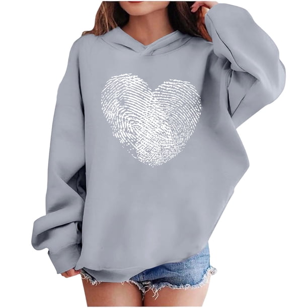 Sudadera con capucha y estampado de corazón de San Valentín, sudadera de manga larga para niños y niñas, chaqueta para niñas de talla mediana y grande.
