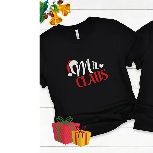 Camisetas de pareja de Feliz Navidad, ropa de amante de algodón, camiseta gráfica de Festival, camiseta Unisex, ropa para mujer