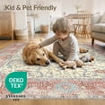 thumbnail image 4 of ODIKA 8'x10' Washable Area Rug Dining Under Vintage Distressed Border Ornate Scrollwork Large for King Size Bedroom Bed, Master Suite, Non-Shedding, Easy Care, 4 of 7