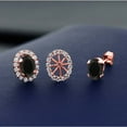 thumbnail image 3 of Gem Stone King 18K Rose Gold Plated Silver Oval Black Onyx Removable Jacket Stud Earrings for Women, 3 of 3