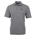 thumbnail image 2 of Men's Cutter & Buck Black Washington Huskies Virtue Eco Pique Stripe Recycled Polo, 2 of 3