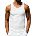 thumbnail image 2 of Ceisia Men's Ribbed Crew Neck Tank Top Slim Fit Sleeveless Shirt for Casual and Gym White M Gifts for Father, 2 of 9