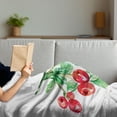 thumbnail image 3 of Cranberry Soft Flannel Fleece Blanket, Fruit Berry Diet Fresh Botanical Nature Healthy Taste Flourishing Watercolor, Cozy Plush for Indoor and Outdoor Use, 50" x 60", Green Vermilion, by Ambesonne, 3 of 5