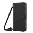 thumbnail image 2 of For Iphone 14 Skin Feel Heart Pattern Leather Phone Case With Lanyard (Black),iPhone 16 Pro Max, 2 of 6