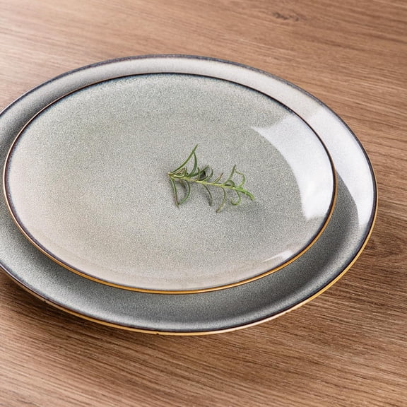 Ceramic Dinnerware Sets for 4, 12 Pieces Stoneware Plates and Bowls Sets, Reactive Glaze Dishes - Scratch Resistant, Dishwasher & Microwave Safe