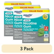(3 pack) Equate Nicotine Gum 4 mg, Stop Smoking Aid, Mint Flavor, Coated, 160 Count