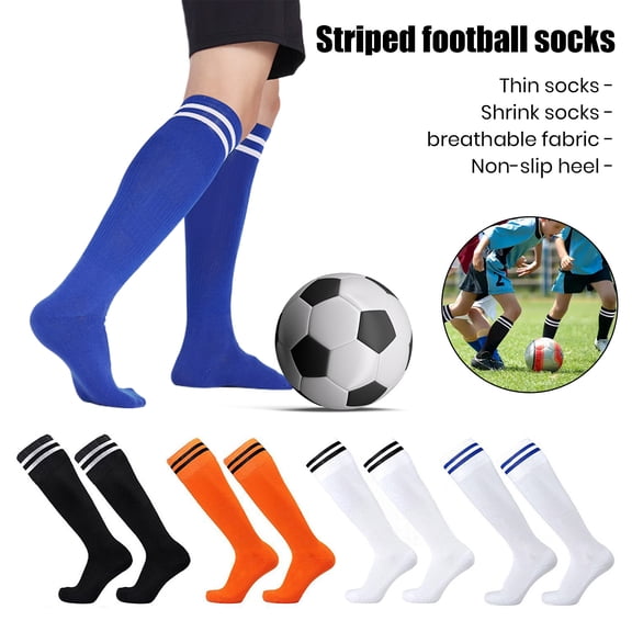 sunsanly 1 Pair Knee High Striped Football Socks Anti-slip Moisture Wicking Stretch Kids Youth Athletic Sports Soccer Compression Cushion High Tube Stockings