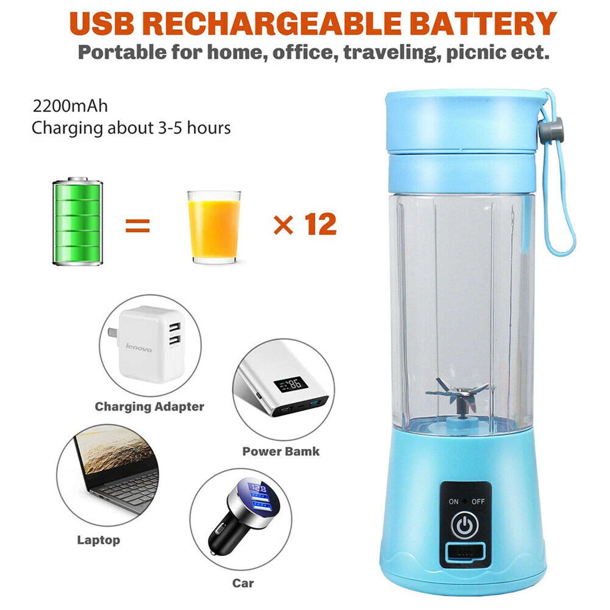 LELINTA 380ML/12.5 Oz Portable Blender Mini Juicer Cup Personal Blender with Rechargeable USB Home Outdoor Travel for Smoothie Blender Juice Mixer Shakes Smoothies Fruit Juice Milk