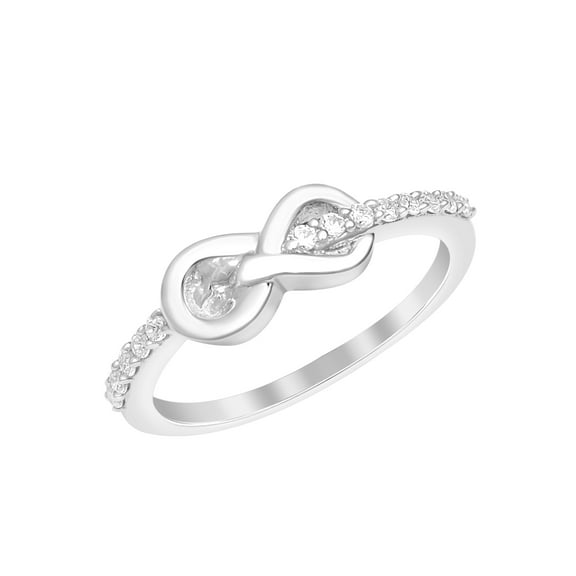 0.25 Ct Round Shape White Cubic Zircon 925 Sterling Silver Infinity Love Knot Women Stackable Ring