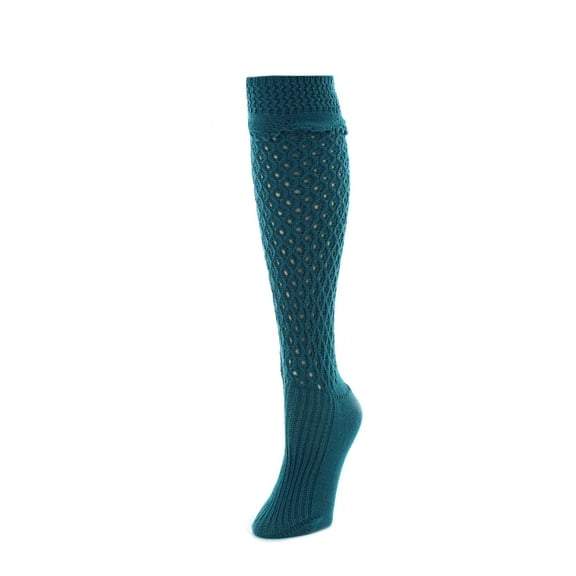 MeMoi Waffle Chunky Knit Knee-High Sock - Womens - Female, One Size, Ocean Depths