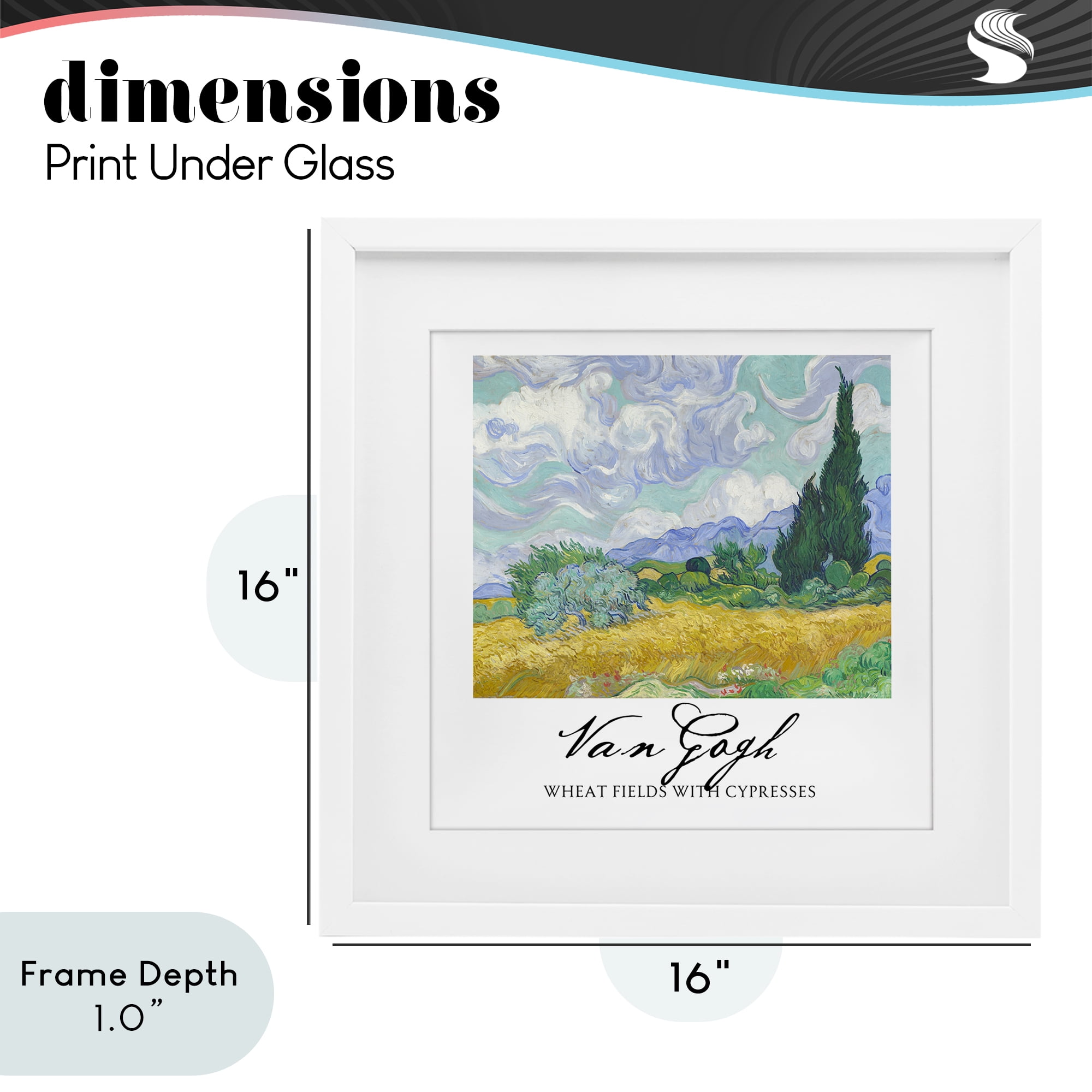 Stupell Industries Van Gogh Wheat Field with Cypresses White Framed Print Under Glass, design by Vintage Hustle