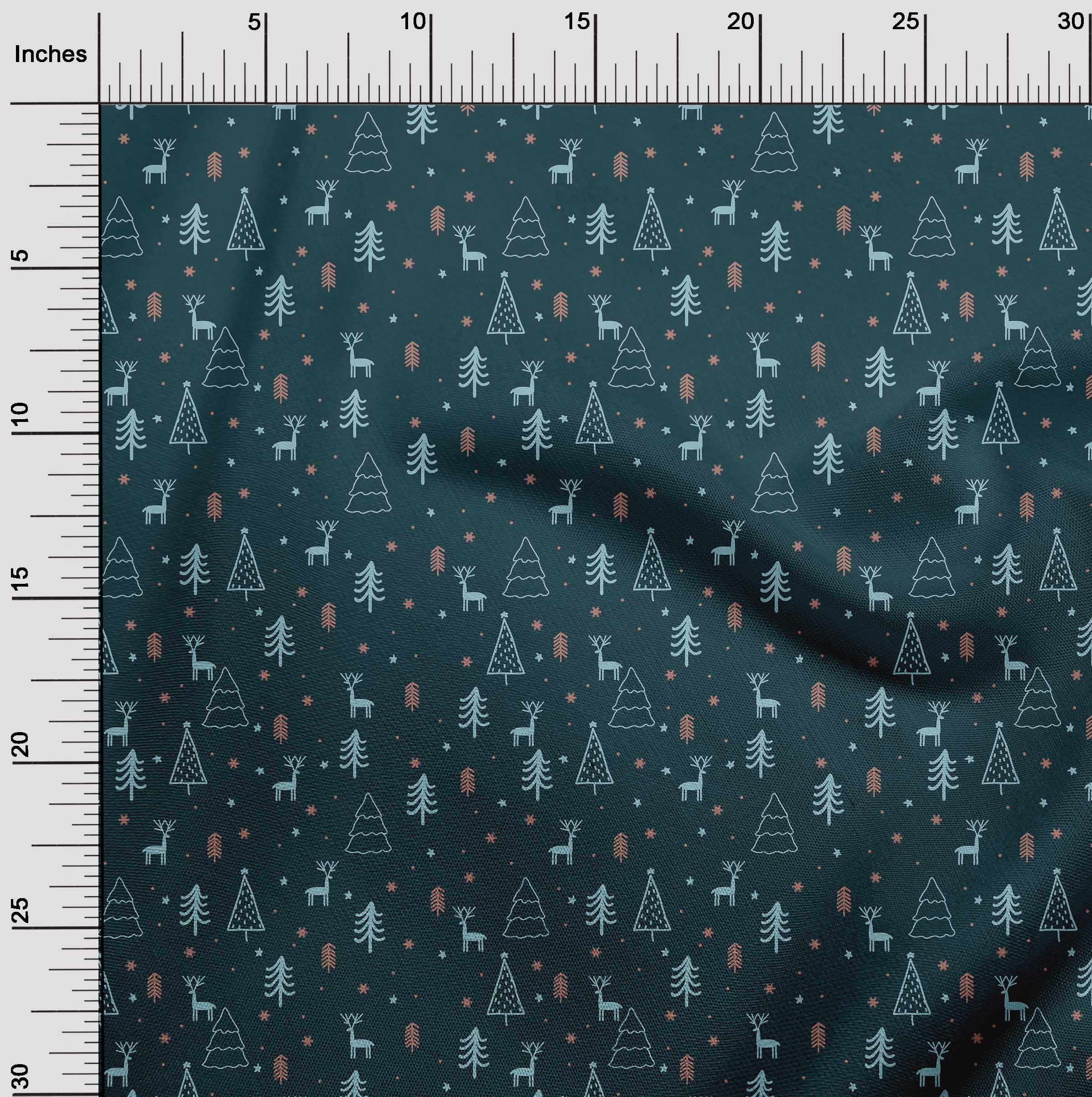 oneOone Cotton Poplin Twill Black Fabric Christmas Doodle Quilting Supplies Print Sewing Fabric By The Yard 56 Inch Wide