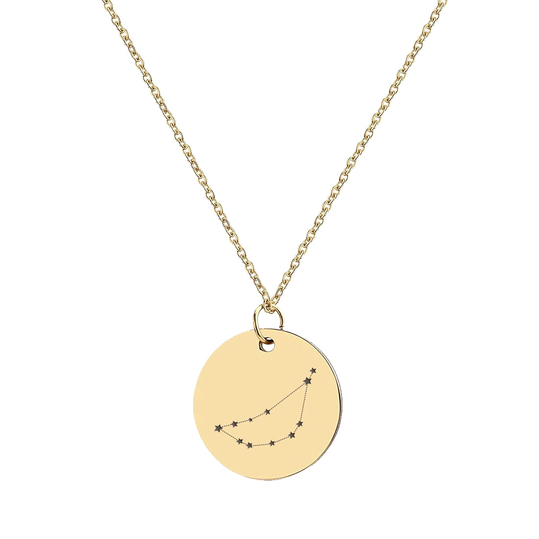 Anavia Round Capricorn Constellation Zodiac Star Sign Stainless Steel Gold Disc 22mm Pendant Jewelry with Gift Box