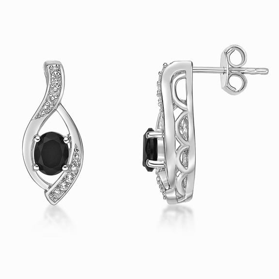 925 Sterling Silver Evil Eye Earrings With 5X4 Oval Black Onyx Rare Gift For Her