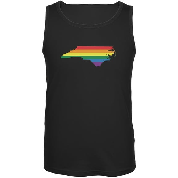 North Carolina LGBT Gay Pride Rainbow Black Adult Tank Top - 2X-Large