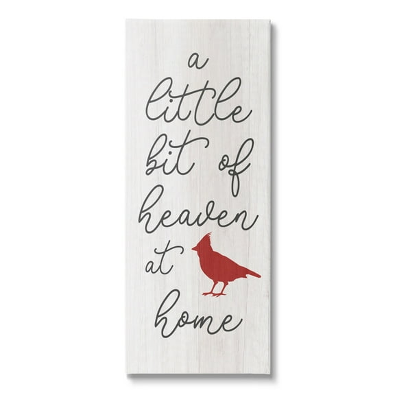Stupell Industries Little Bit Of Heaven Calligraphy Red Cardinal Motif Canvas Wall Art, 20 x 48, Design by Daphne Polselli