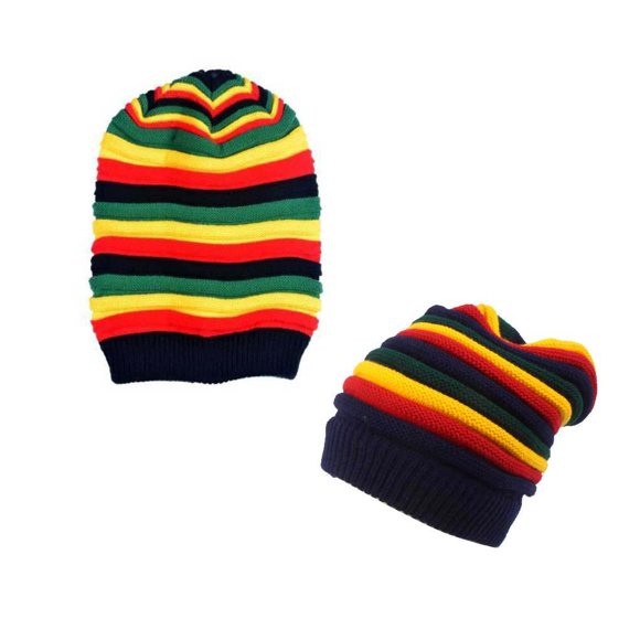 Colorful Strip Beanie Women Men Winter Breathable Comfortable Soft Warm Keeping Ear Covering Knitted Hat Walking Caps Red/Yellow/Green