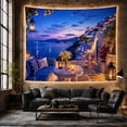 thumbnail image 5 of Terrace At Twilight With Overlooking Hillside Village Sea, Mystical Fantasy for Space Lovers, Galaxy Room Decor, Valentine's Day Gift, Tapestry Wall Hanging for Bedroom and Dorm, 5 of 6