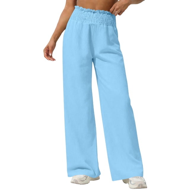 Pantalones largos para niños, de color liso, con cintura elástica y bolsillos laterales, holgados y transpirables, de poliéster.
