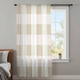 thumbnail image 4 of Beige Plaid Sheer Curtains 45 Inches Long, Spring Summer Farmhouse Buffalo Checkered Light Filering Curtains, Breathable Simi Curtain Privacy Drapes for Kitchen Bathroom Small Window Treatment, 4 of 9