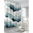 thumbnail image 5 of Blue Grey Ombre Waterproof Fabric Shower Curtain, Modern Geometric Moire Abstract Art Shower Curtain for Bathroom Curtains Bathtubs Hotel Washable Shower Curtains with 12 Hooks Extra Long 72x96, 5 of 6