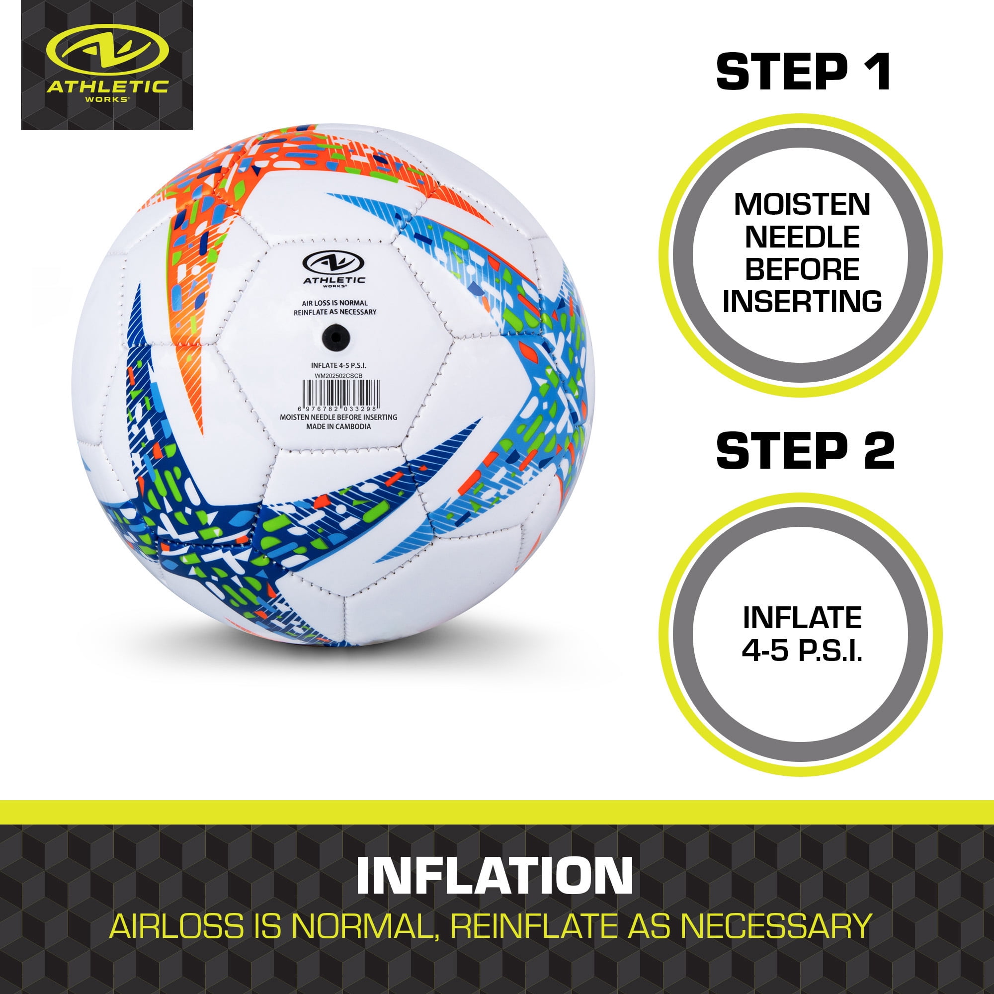 Athletic Works 6-inch Mini Size 1 Recreational Soccer Ball, Blue/Orange