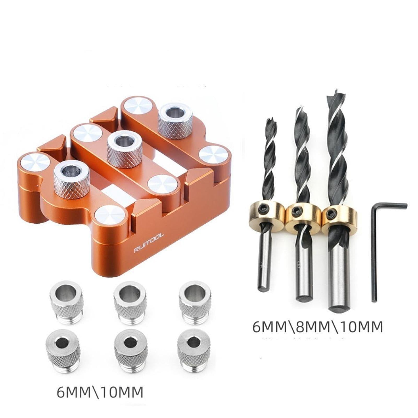 simhoa Self -centering Dowel -Jig -adjustable Clamp -drill -Guid -electrical Tool with 6 Guide Sockets Vertical Pocket Hole for Carpenters