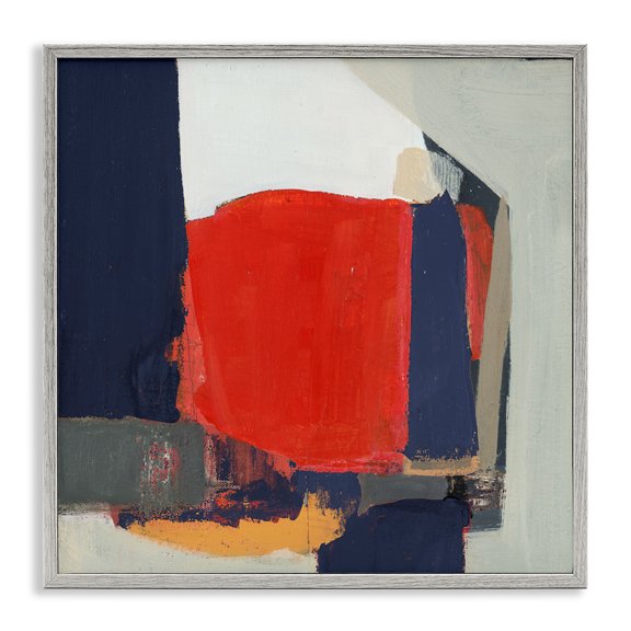 Stupell Industries Contemporary Primary Blocked Geometric Shapes Gray Framed Giclee Art, 12 x 12, by Terri Burris